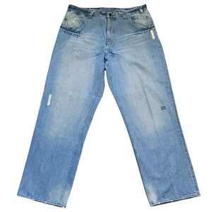 Jordan Brand Baggy Denim Jeans Light Wash Jumpman 23 Embroidery 38x34 Streetwear